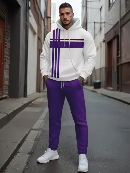 2025 Cross-Border Export Amazon Autumn and Winter New Christmas Men's Hooded Sweatshirt Men's Sports Suit Two-Piece Set