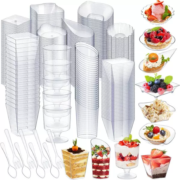 All kinds of saucer square cup mousse cup transparent plastic table dessert dish small party appetizer dish with spoon