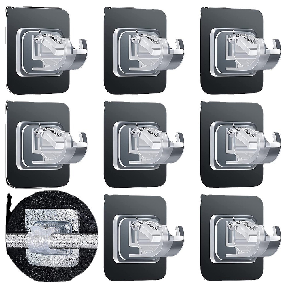 Curtain Rod Hook, Extendable Rod Fixer, No-Hole Adhesive Bracket, Horizontal Rod Support, Stick Hook, Base