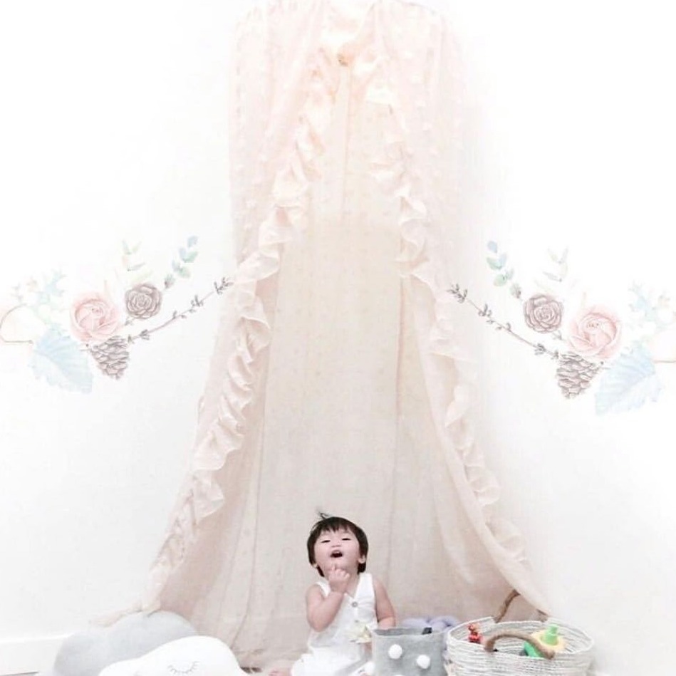 Ins Kidsren's Home New Lace Flocked Baby Bed Curtain Chiffon Mosquito Net Game House Tent