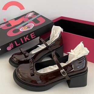 Japanese-Style Bow Mary Jane Shoes for Women 2025 Fashion Versatile British Style Small Leather Shoes with Skirt Single Shoes Brown