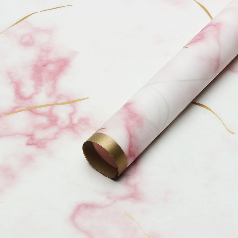 Brillante Phnom Penh, patrón de mármol, borde de papel de embalaje de flores, película opp de plástico, comercio exterior, floristería de papel de arte