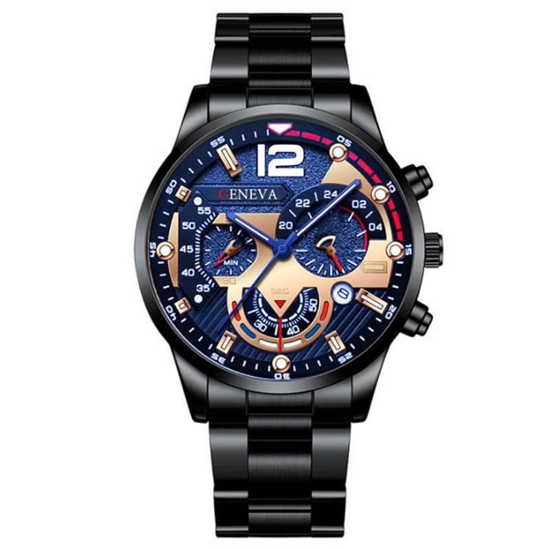 Venta caliente transfronteriza, cinturón de acero para hombre, calendario, reloj de cuarzo, pulsera, reloj de cuarzo, reloj para hombre image 5