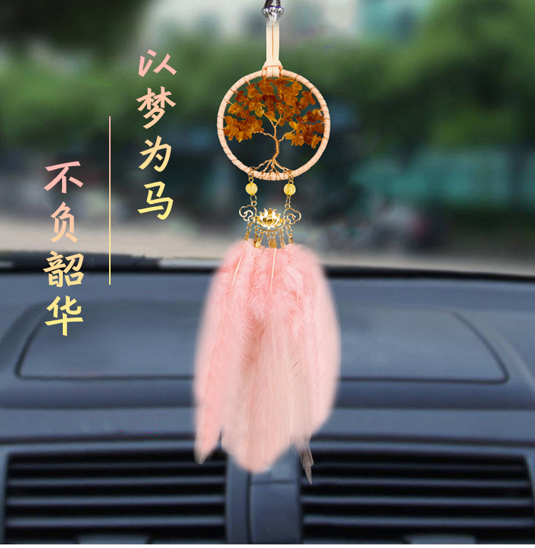 Simple Car Hanging Window Sill Pendant Tree Of Life Feather Decoration display picture 15