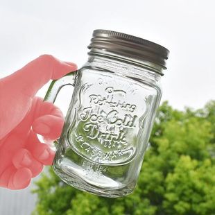 In-Stock 1841 Beverage Bottle Mini Glass Cup Concentrated Jam Dispensing Bottle Cup Nut Mason Jar Mini Handle Cup