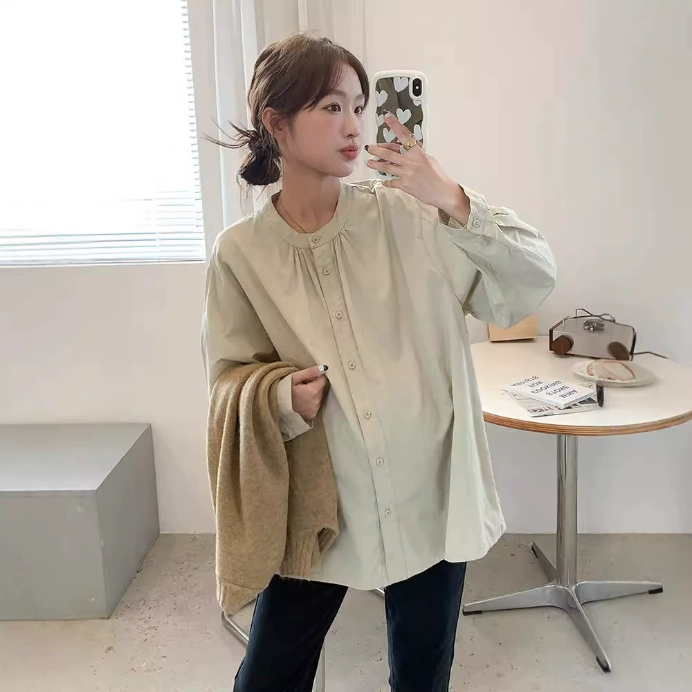 Весенняя и осенняя одежда для беременных мода японский литературный круглый воротник