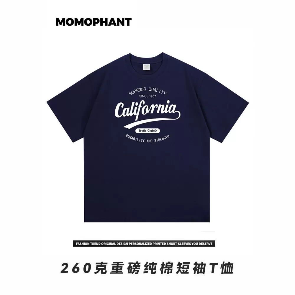 潮流纯棉男装t恤California印花情侣款短袖上衣潮牌休闲短袖t恤