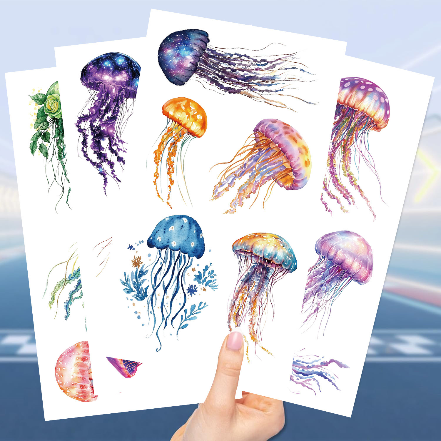 18g Weight tattoo stickers Event & Party Supplies 10 PCS/Package Quantity Party Occasion transfer stickers Material Jellyfish Pattern Jellyfish Transfer Stickers Tattoos & Body Art 10 PCS/Package 4