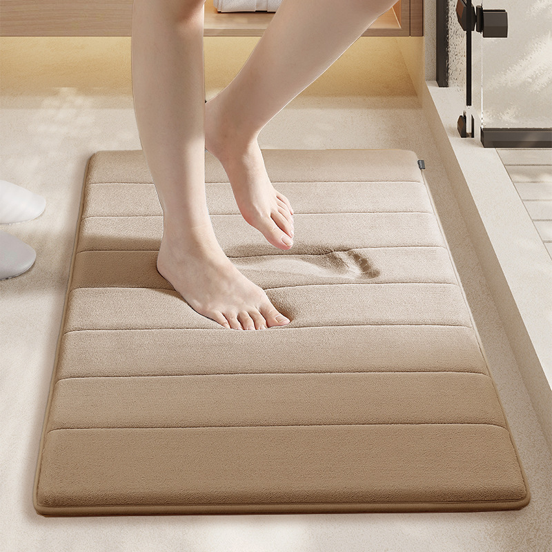 Alfombra de lana de coral de color sólido fácil de cuidar alfombra de baño inodoro inodoro absorción de agua alfombra antideslizante para comercio exterior transfronterizo