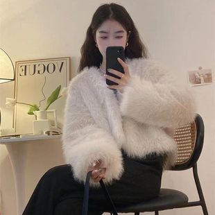 Korean Style New Imitation Fox Fur Short Slim Fur Jacket for Women, Fashionable Ladies, Young Fur Tops, Casual