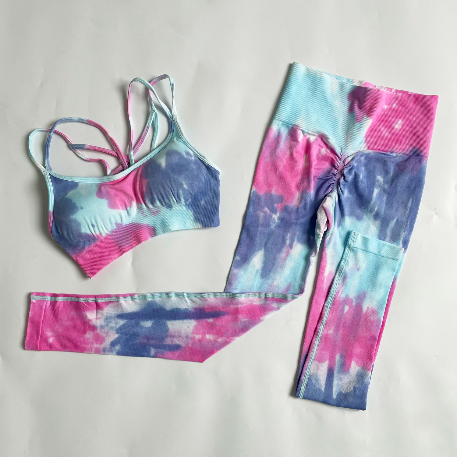 Simple Style Tie Dye Cotton Blend Spandex Strap Active Sets Vest Jogger Pants display picture 10