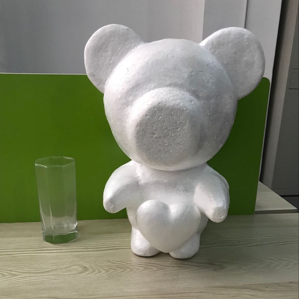 Oso de espuma directo de fábrica blanco DIY material de arreglo floral hecho a mano Día de San Valentín Rosa oso con juguete