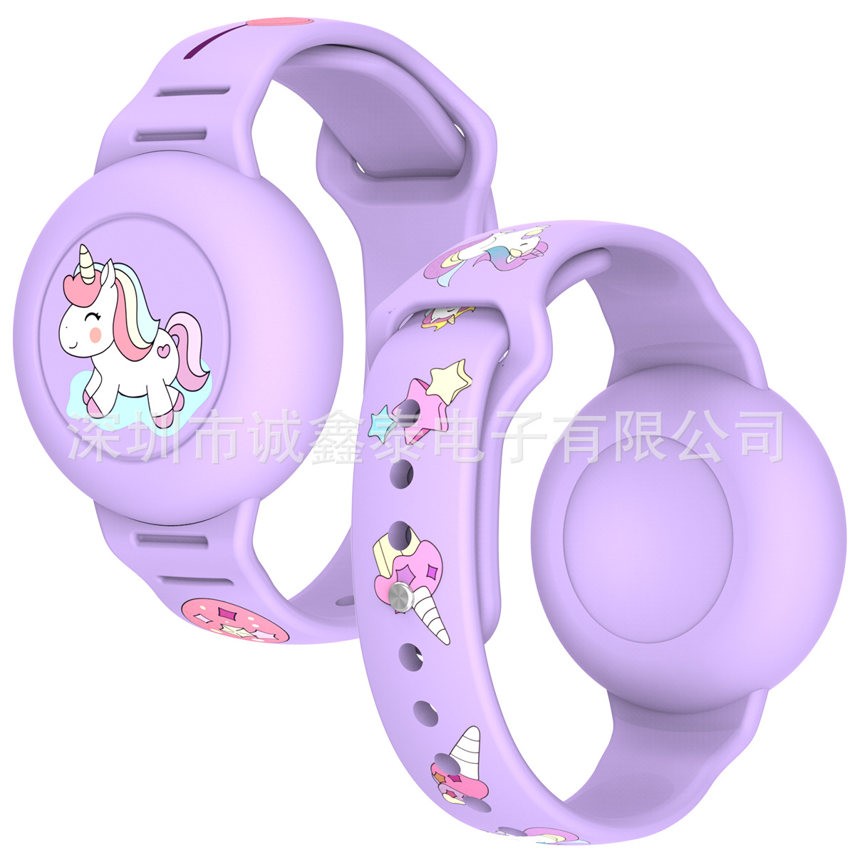 Funda protectora de silicona con estampado de dibujos animados para Apple Airtag, localizador con correa, dispositivo antipérdida, pulsera para niños