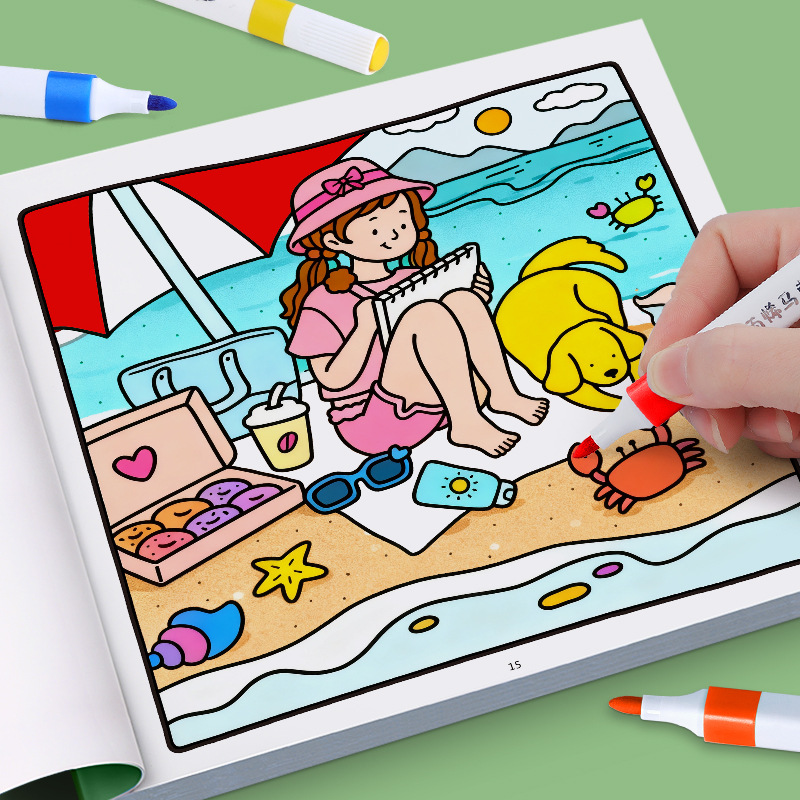 Cross-border girlmomengts children's graffiti coloring book cute and comfortable educational coloring character painting tracing book