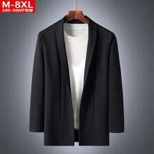 春秋季潮流男装帅气时尚百搭针织衫胖男士加肥加大码宽松休闲外套