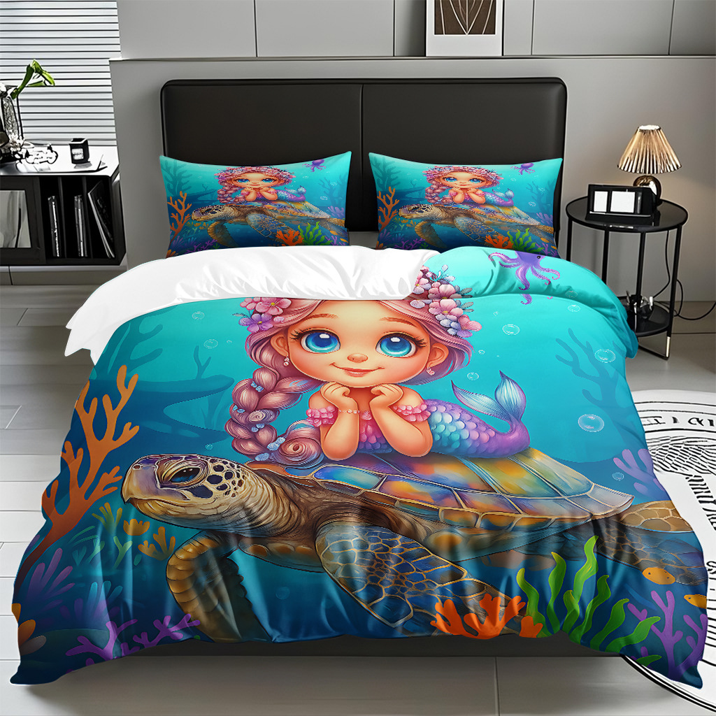 TEMU / JIT transfronterizo dibujos animados sirena digital impresión quilt kit fuente fábrica directa