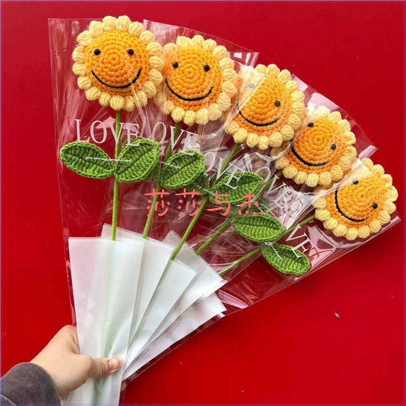 创意编织手工针织向日葵玫瑰毛线花束仿真花成品教师节礼物送生日|undefined