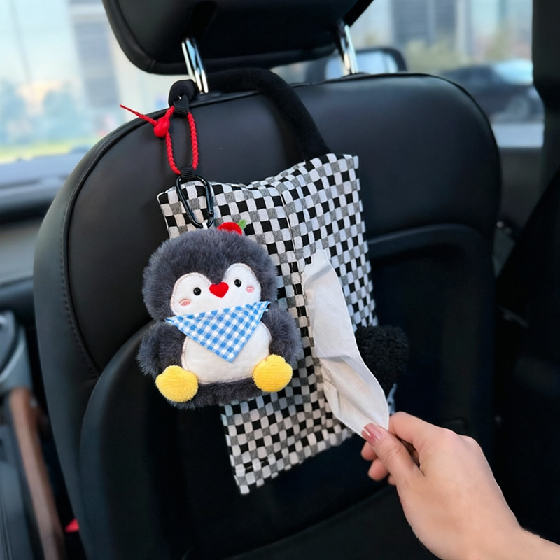 Cute Penguin Car Tissue Box, Car Tissue Hanging Bag, Car Tissue Dispenser, Car Seat Storage Box, Trash Can