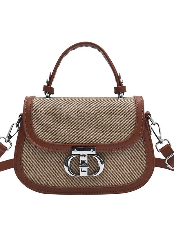 Transfronterizos coreanos bolsos de silla de mano bolsos de mujer 2025 nueva moda de color contrastante empalme de alta calidad bolsos de hombro