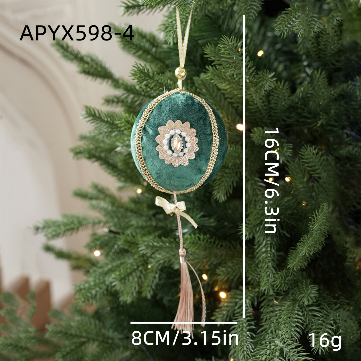 Transfronterizo 8CM tela bola de Navidad envoltura bola de espuma linterna árbol de Navidad decoración de alta calidad colgante colgante