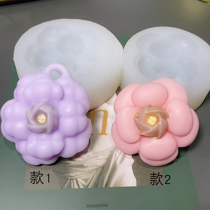 Camelia con agujero no agujero molde de silicona arcilla suave cerámica jabón hecho a mano epoxi aire acondicionado salida de aire aromaterapia molde