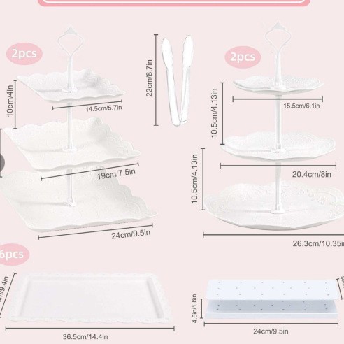 De estilo europeo de 3 capas plato de merienda plato de fruta té de la tarde postre soporte de exhibición mesa de postre soporte de la torta mesa de combinación de la torta