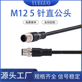 M12 5针直公头 防水连接器航空插头接插件m12connector