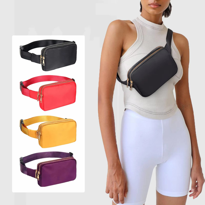 Foreign trade wholesale lulu same style sports nylon waist bag outdoor travel fashion men's and women's chest bag large capacity waist bag