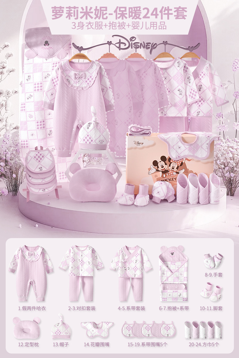 ディズニー ベビーギフトボックス 新生児服 純綿セット 新生児 女の子 満月祝いギフト 高級