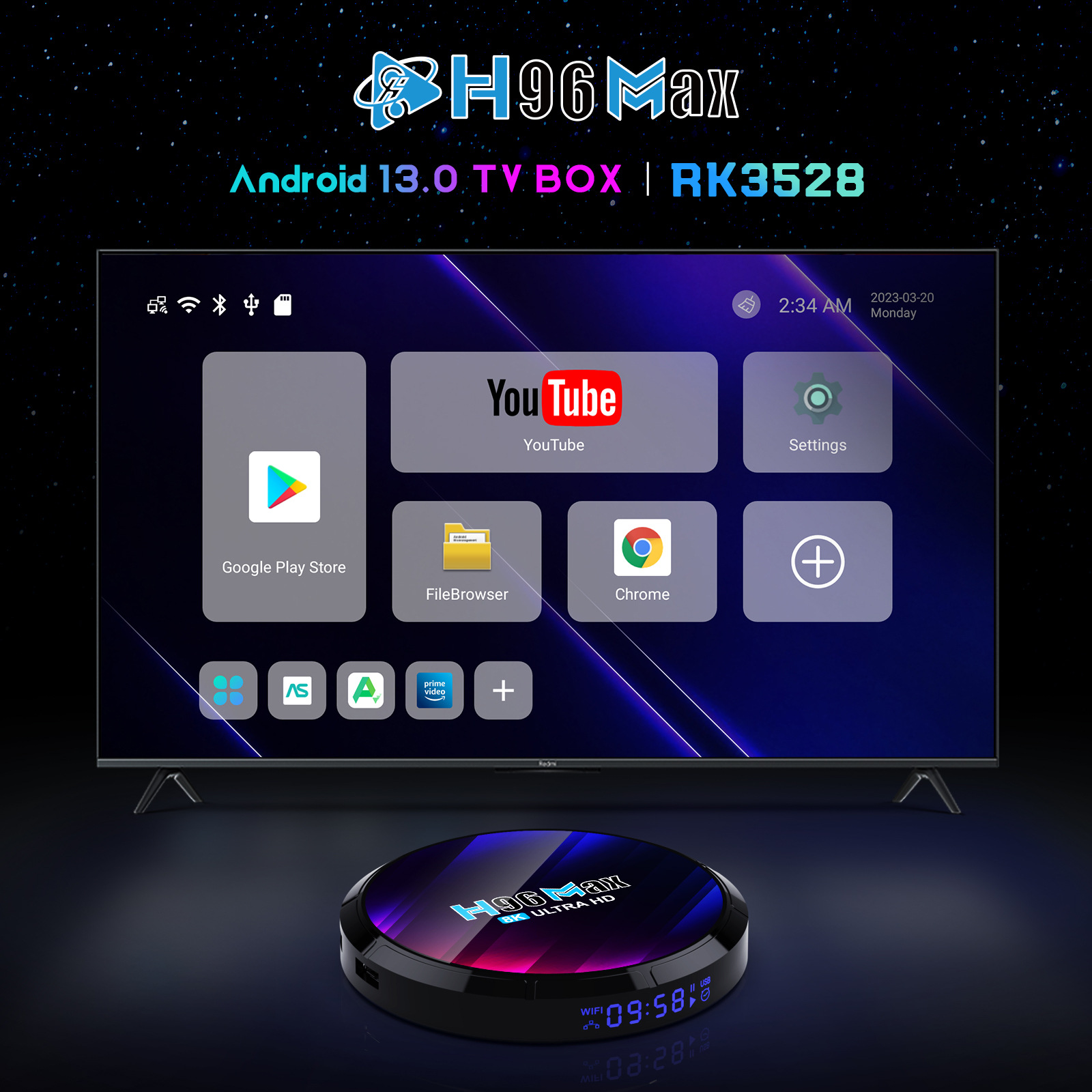 Comercio exterior transfronteriza nueva H96max TV caja RK3528 Android 13 Bluetooth 5,0 reproductor de red HD