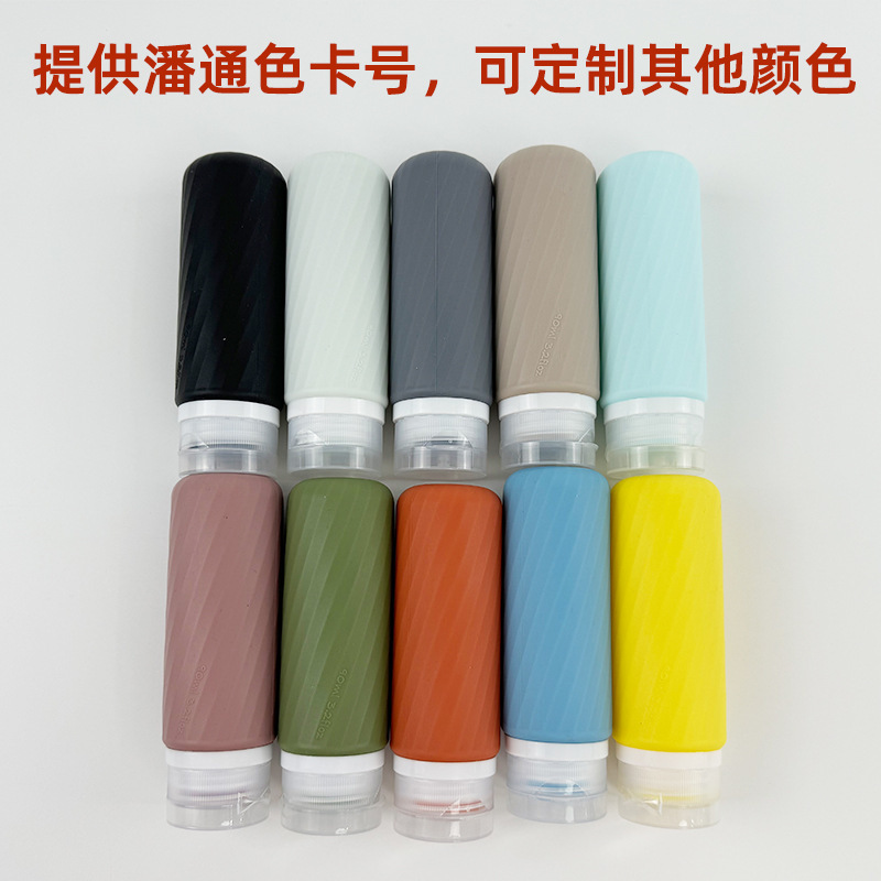 Viaje de silicona botella de 60ml 90ml gran capacidad conjunto de presión a prueba de fugas botella de almacenamiento de cosméticos nueva