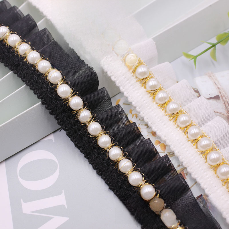 Spot wholesale chiffon wrinkle pearl lace DIY clothing bag crafts…