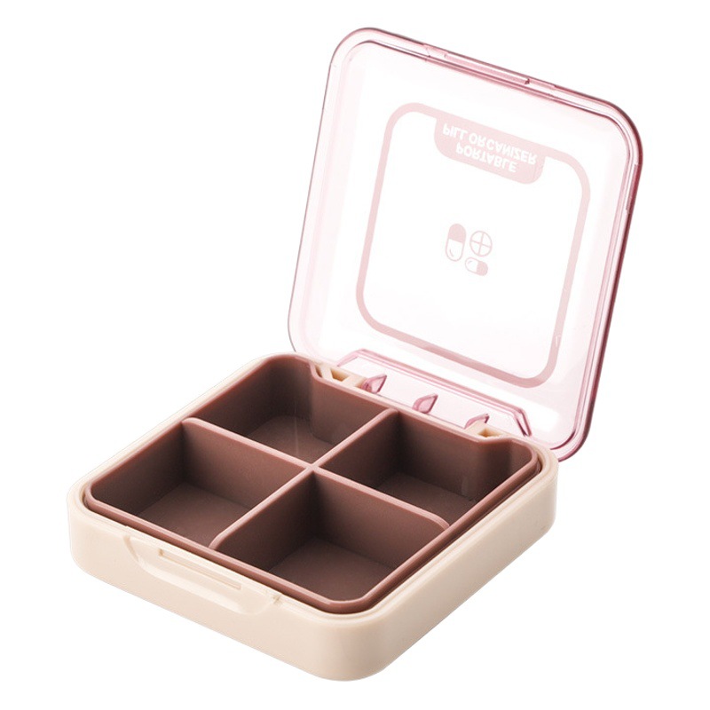 Pequeña caja de pastillas tableta transparente caja de almacenamiento conveniente embalaje multi-rejilla a prueba de polvo a prueba de humedad regalo de belleza médica puede ser personalizado LOGO