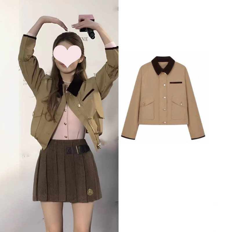 25 Autumn/Winter New Korean Style Celebrity-Inspired Lapel Jacket Quilted Coat Barn Style Cardigan College Style Women's Top