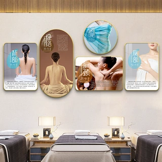 中医养生馆装饰画美容院墙面高级感背景墙壁画头疗图片宣传画挂画