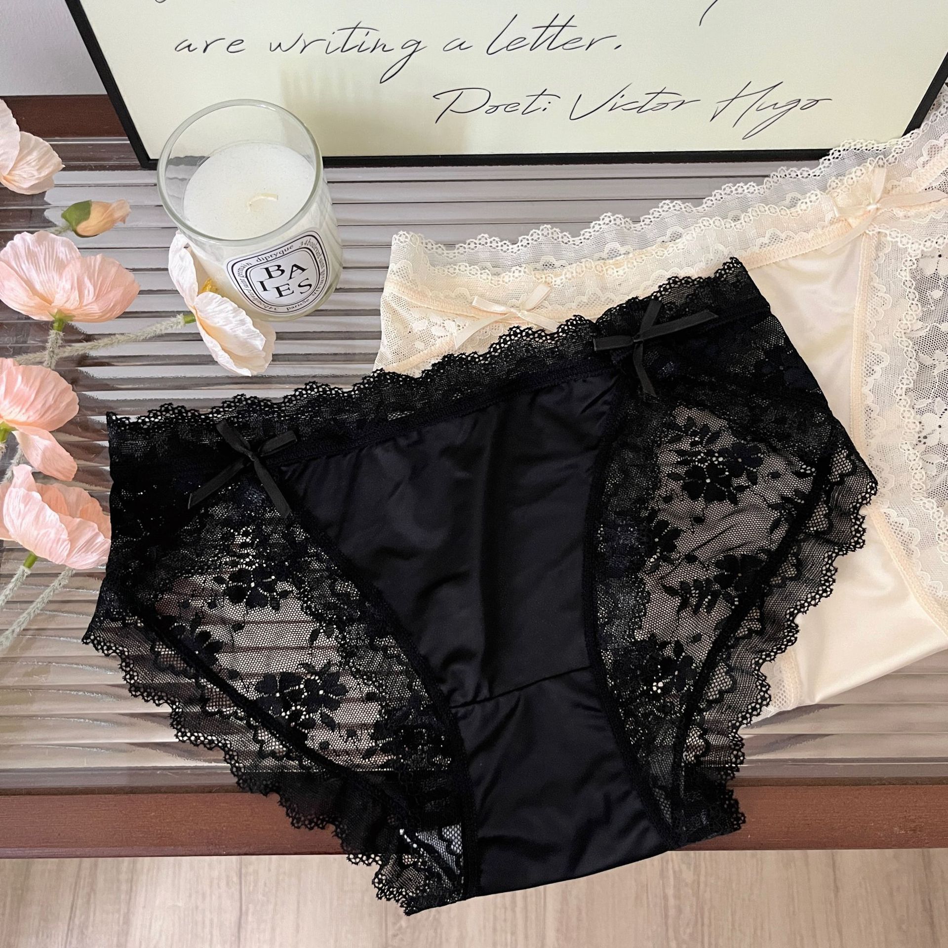 Nuevos puros deseos sexy pantalones íntimas de mujer de verano alta abertura delgada y transpirable confortable arco de encaje de mujer image 4