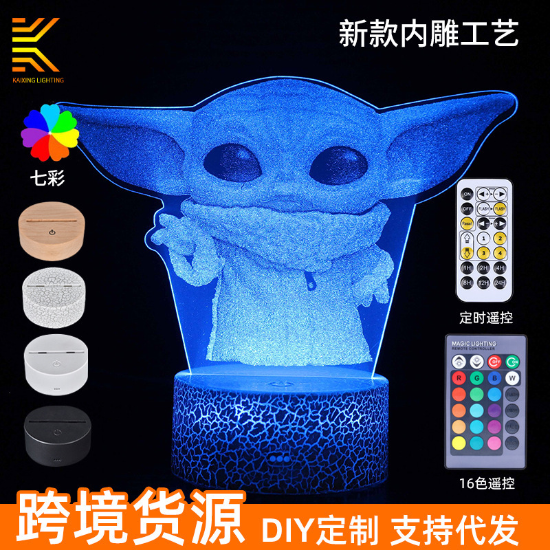 Cross-Border Table Lamp Night Light with Carved Acrylic Board Star Wars Series 3D Night Light Colorful Touch Night Light Cross-Border Table Lamp Night Light with Carved Acrylic Board Star Wars Series 3D Night Light Colorful Touch Night Light