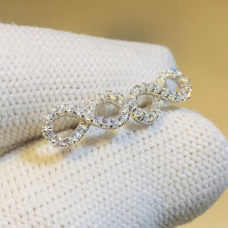 Copper Material 1 Pair Cute Infinity Inlay Copper Zircon Ear Studs