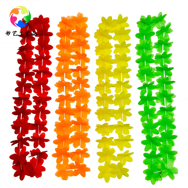 Hawaiian poliéster 50 guirlandas conjunto de guirlandas de cuello guirlandas de fiesta de cumpleaños