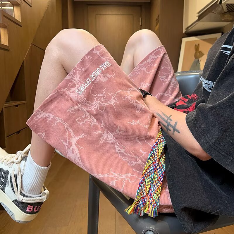 Plus Size Men's Shorts Summer 2025 New American Style Trendy Casual Five-Point Sports Loose Beach Pants