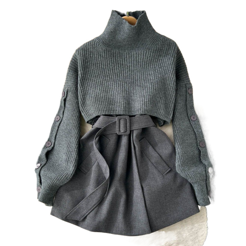 봄 부드러운 착용 여성 2025 새로운 한국 패션 기질 짧은 스웨터 조끼 세트 스커트 투피스 세트