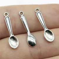 24 мм 0,7 г старинное серебро DIY ювелирные аксессуары из цинкового сплава предметы первой необходимости ложка кулон