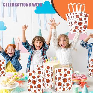 Basketball 16 Kraft Paper Bag Sports Competition Cartoon Gift Bag Portable Customized Children's Party Gift Bag Gift Bag