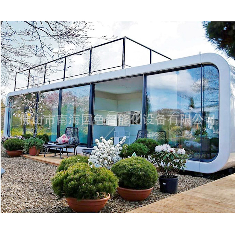 Al aire libre multifuncional de dos pisos Apple cápsula B & B hotel cápsula espacial sala de cielo estrellado red de doble capa sala móvil oficina