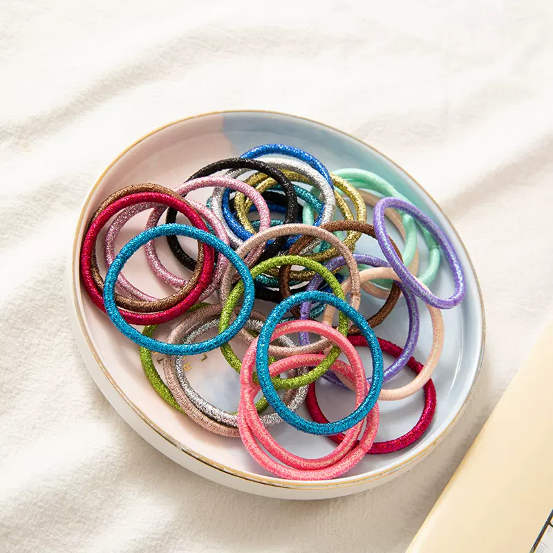 4mm全葱彩色高弹力无接缝发圈头绳时尚橡皮筋成人diy配饰