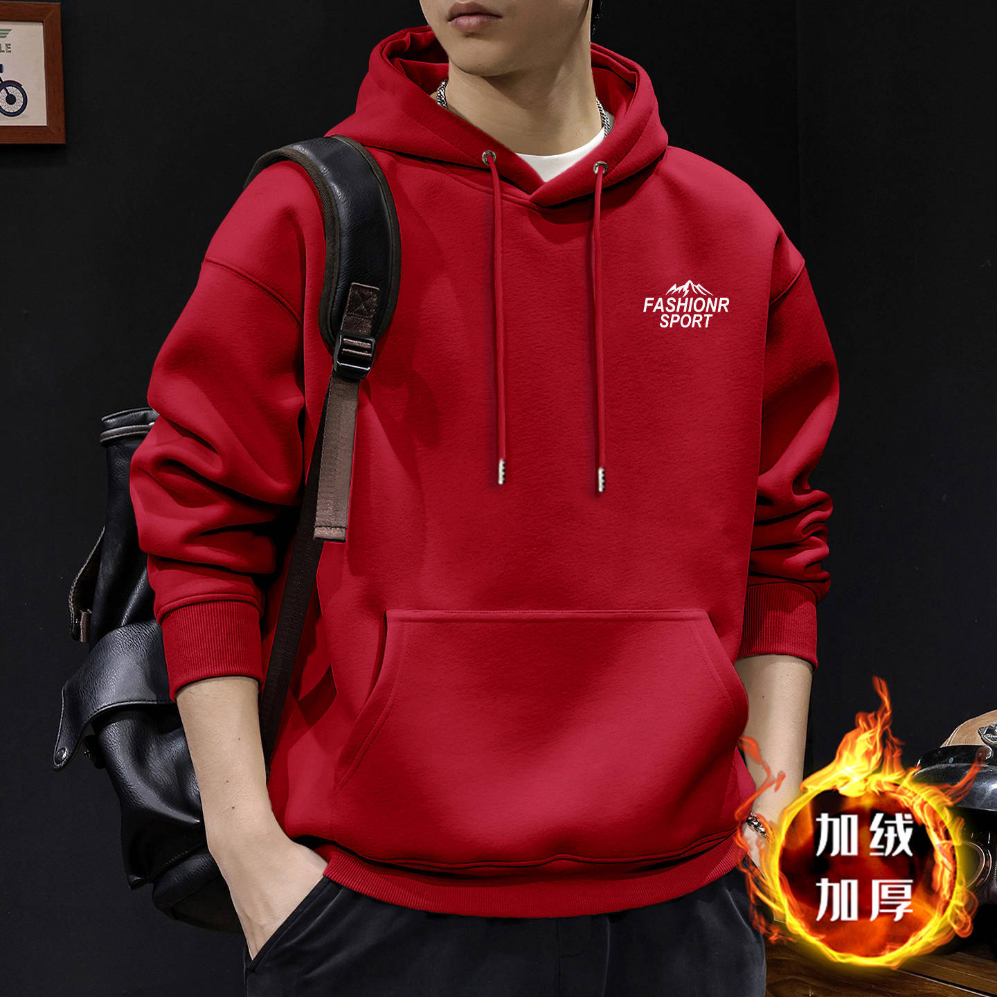 Ins americano retro veludo sudadera con capuchón hombre marca de invierno y otoño estilo callejero letra impresión suelta chaqueta de pareja
