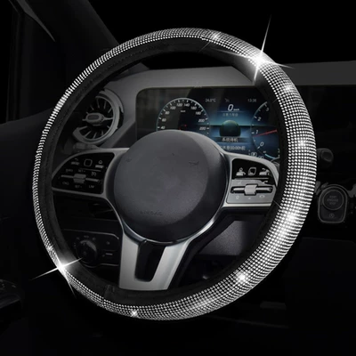 Rhinestone Elastic Car Steering Wheel Cover Steering wheel cover - white-drill-suitable-for-36-39cm-steering-wheel