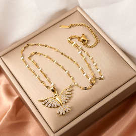 跨境凤凰展翅项链百搭颈链贵妇项饰轻奢宴会婚庆项链女动物锁饰品