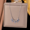 【H1171】 Ball eye box chain necklace steel color
