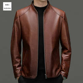 男士真皮皮衣外套立领青年头层牛皮机车服短款夹克上衣男装外搭男
